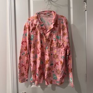 Old Navy Maternity Pink Christmas Gingerbread Pajama Set
